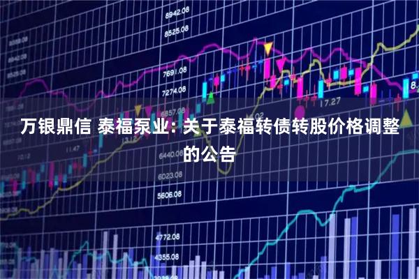 万银鼎信 泰福泵业: 关于泰福转债转股价格调整的公告